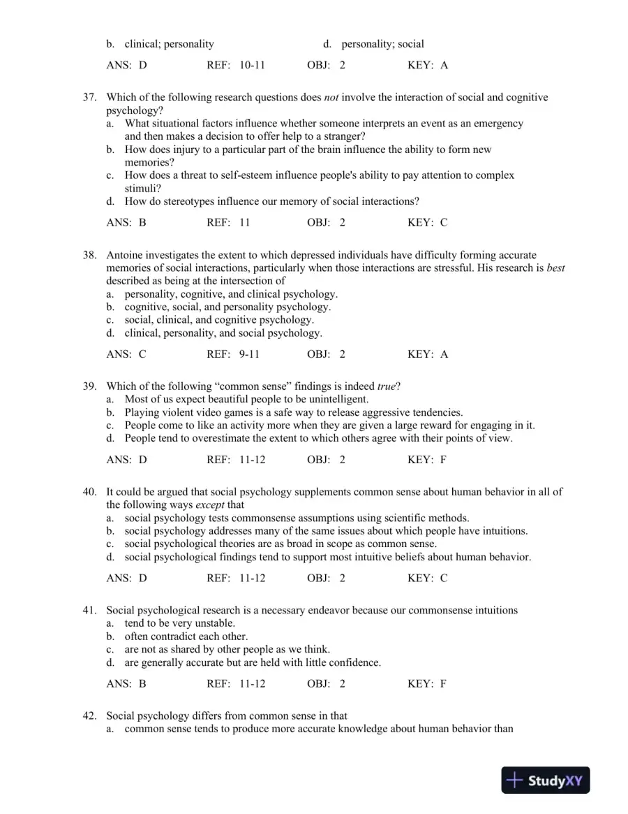 Social Psychology, 8th Edition Test Bank, page 8