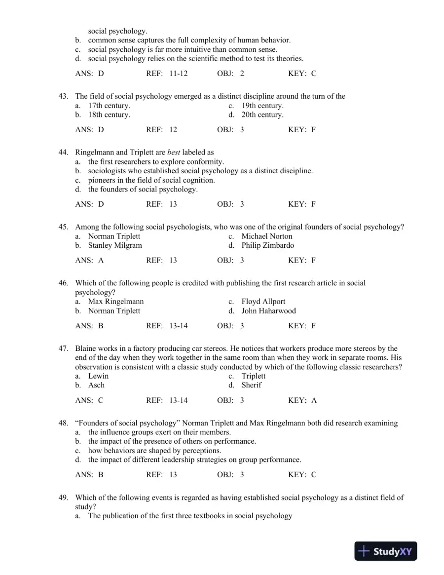 Social Psychology, 8th Edition Test Bank, page 9