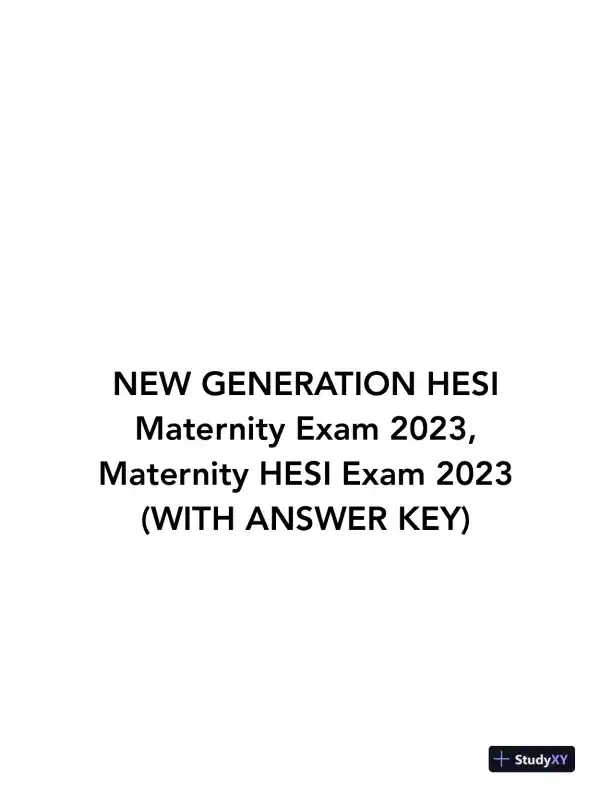 2023 HESI Maternity Practice Exam With Answers (14 Solved Questions) - Page 1 preview image