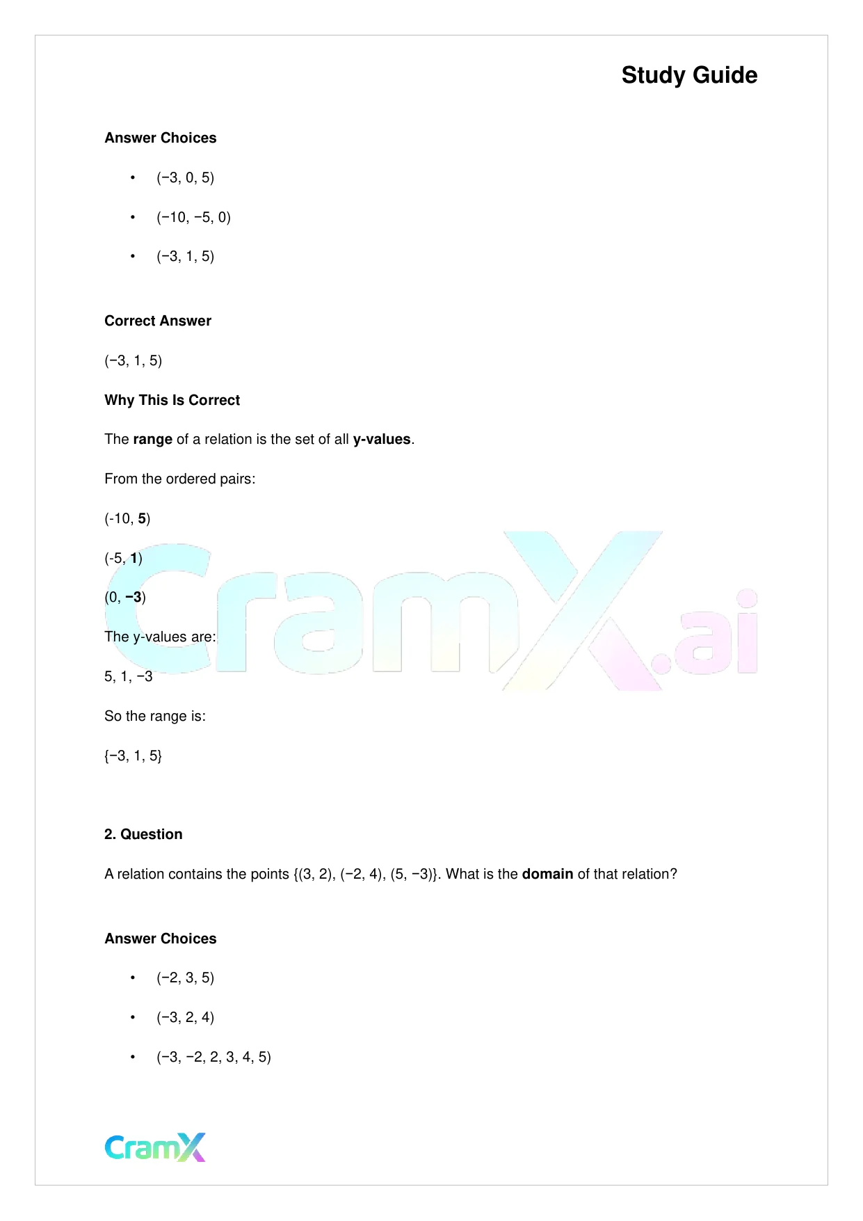 Algebra II - Relations and Functions - Page 10 preview image