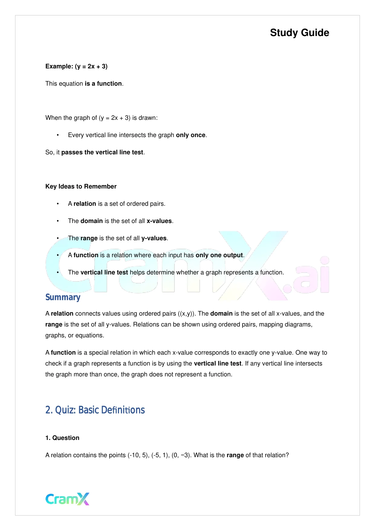 Algebra II - Relations and Functions - Page 9 preview image