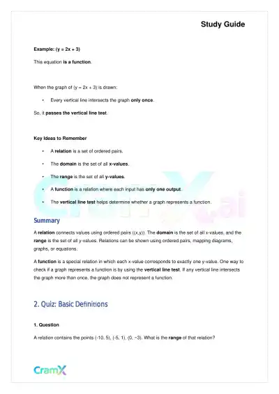 Algebra II - Relations and Functions - Page 9 preview image