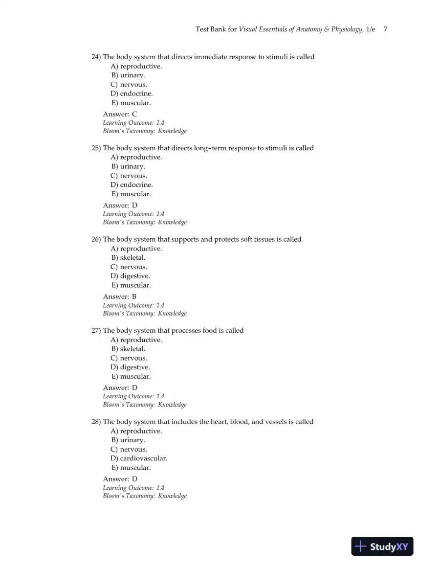 Test Bank for Visual Essentials of Anatomy and Physiology, 1st Edition, page 11