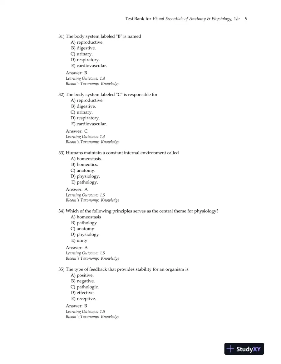 Test Bank for Visual Essentials of Anatomy and Physiology, 1st Edition, page 13