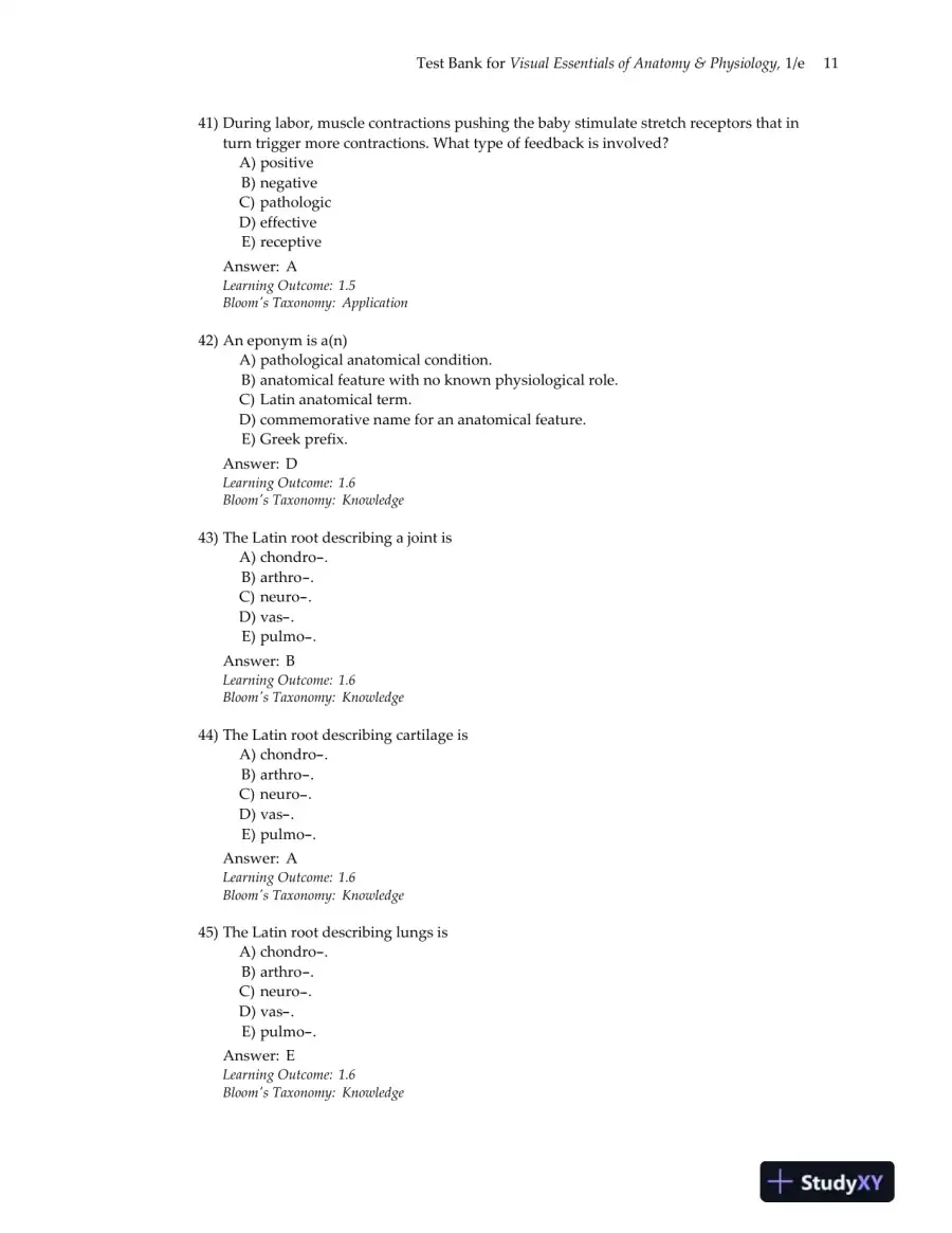 Test Bank for Visual Essentials of Anatomy and Physiology, 1st Edition, page 15