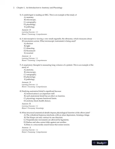 Test Bank for Visual Essentials of Anatomy and Physiology, 1st Edition - Page 6 preview image