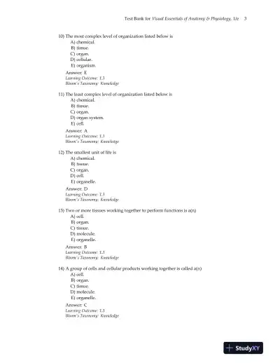 Test Bank for Visual Essentials of Anatomy and Physiology, 1st Edition - Page 7 preview image