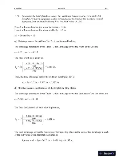 Solution Manual For Structural Wood Design: ASD/LRFD, 2nd Edition - Page 1 preview image