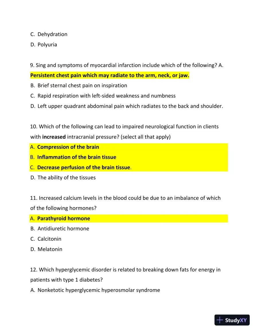 NUR2063 Pathophysiology Final Exam with Answers (100 Solved Questions), page 4