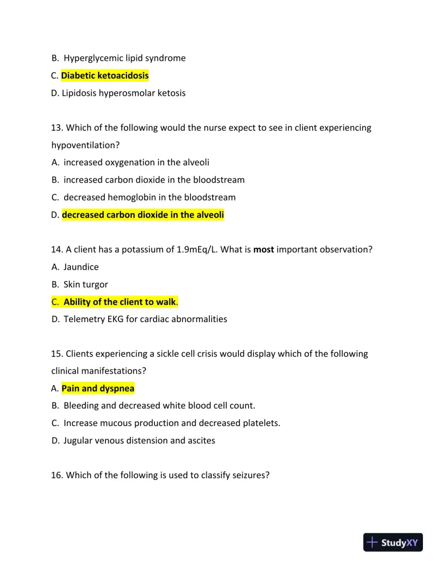 NUR2063 Pathophysiology Final Exam with Answers (100 Solved Questions), page 5