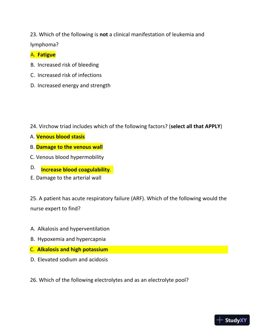 NUR2063 Pathophysiology Final Exam with Answers (100 Solved Questions), page 8