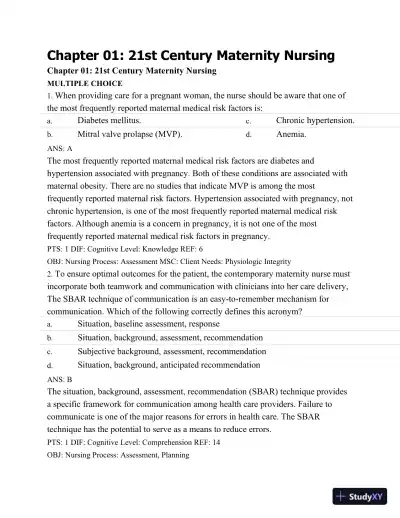 Test Bank For Maternal Child Nursing Care, 5th Edition - Page 1 preview image