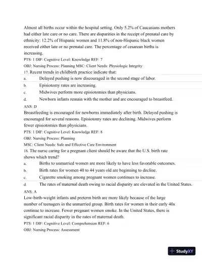 Test Bank For Maternal Child Nursing Care, 5th Edition - Page 10 preview image