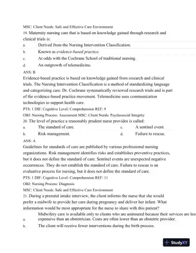 Test Bank For Maternal Child Nursing Care, 5th Edition - Page 11 preview image