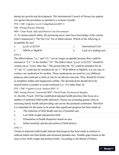 Test Bank For Maternal Child Nursing Care, 5th Edition - Page 13 preview image