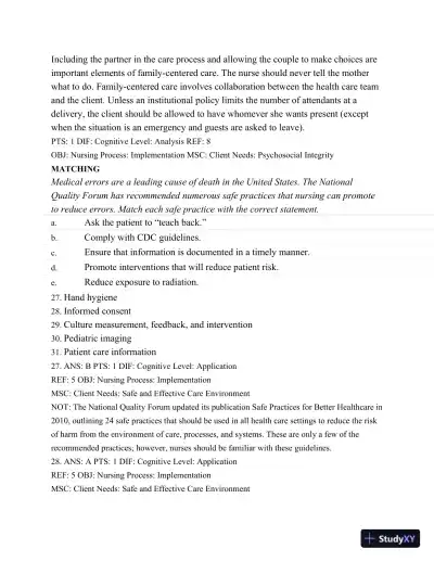 Test Bank For Maternal Child Nursing Care, 5th Edition - Page 15 preview image