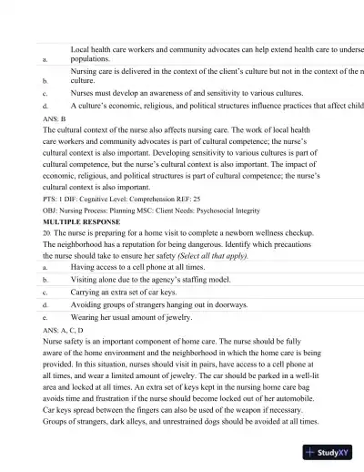 Test Bank For Maternal Child Nursing Care, 5th Edition - Page 24 preview image