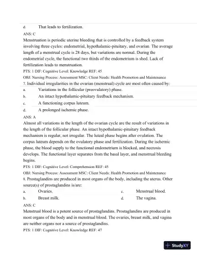 Test Bank For Maternal Child Nursing Care, 5th Edition - Page 29 preview image