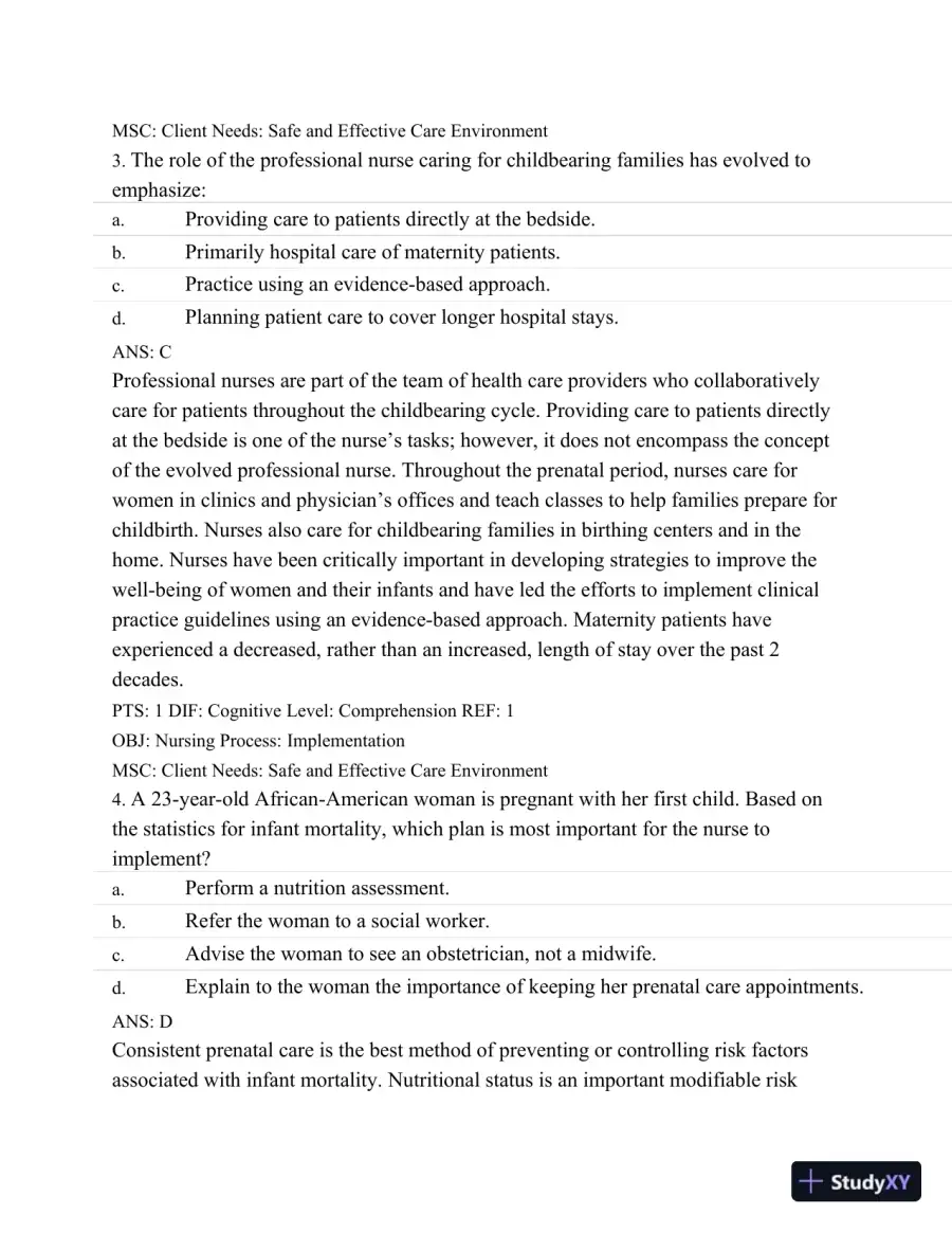 Test Bank For Maternal Child Nursing Care, 5th Edition, page 3
