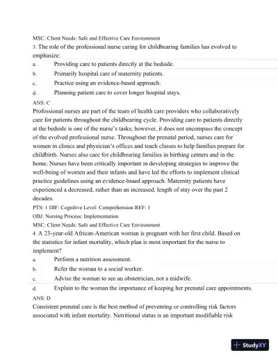 Test Bank For Maternal Child Nursing Care, 5th Edition - Page 3 preview image