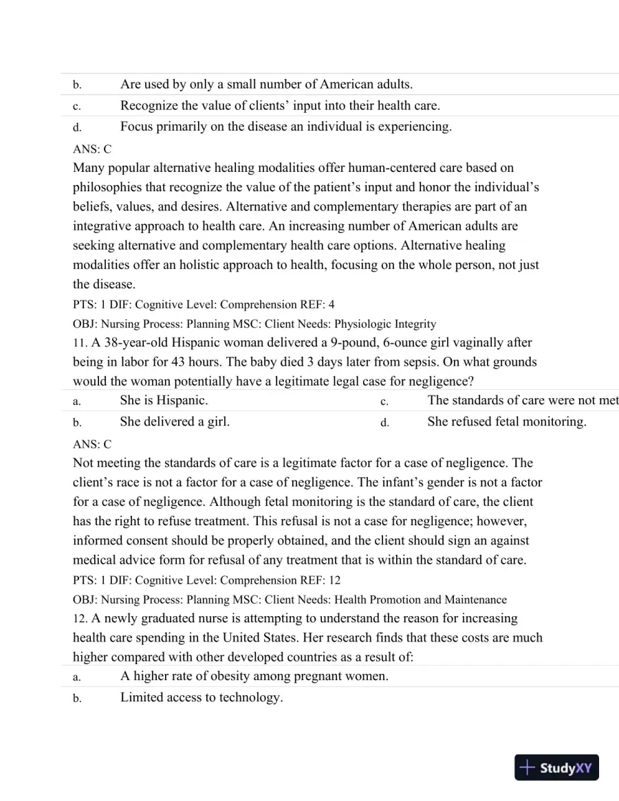 Test Bank For Maternal Child Nursing Care, 5th Edition, page 7