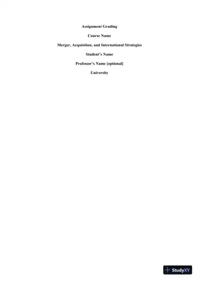 Merger, Acquisition, and International Strategies - Page 1 preview image