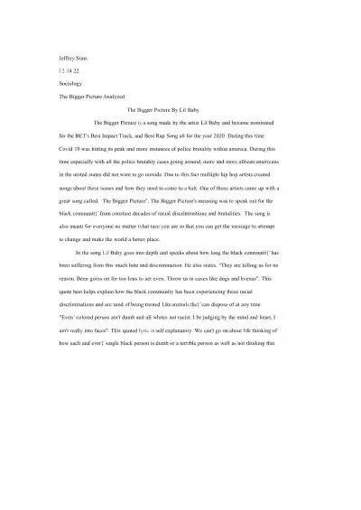 Analyzing The Bigger Picture by Lil Baby Societal - Page 1 preview image