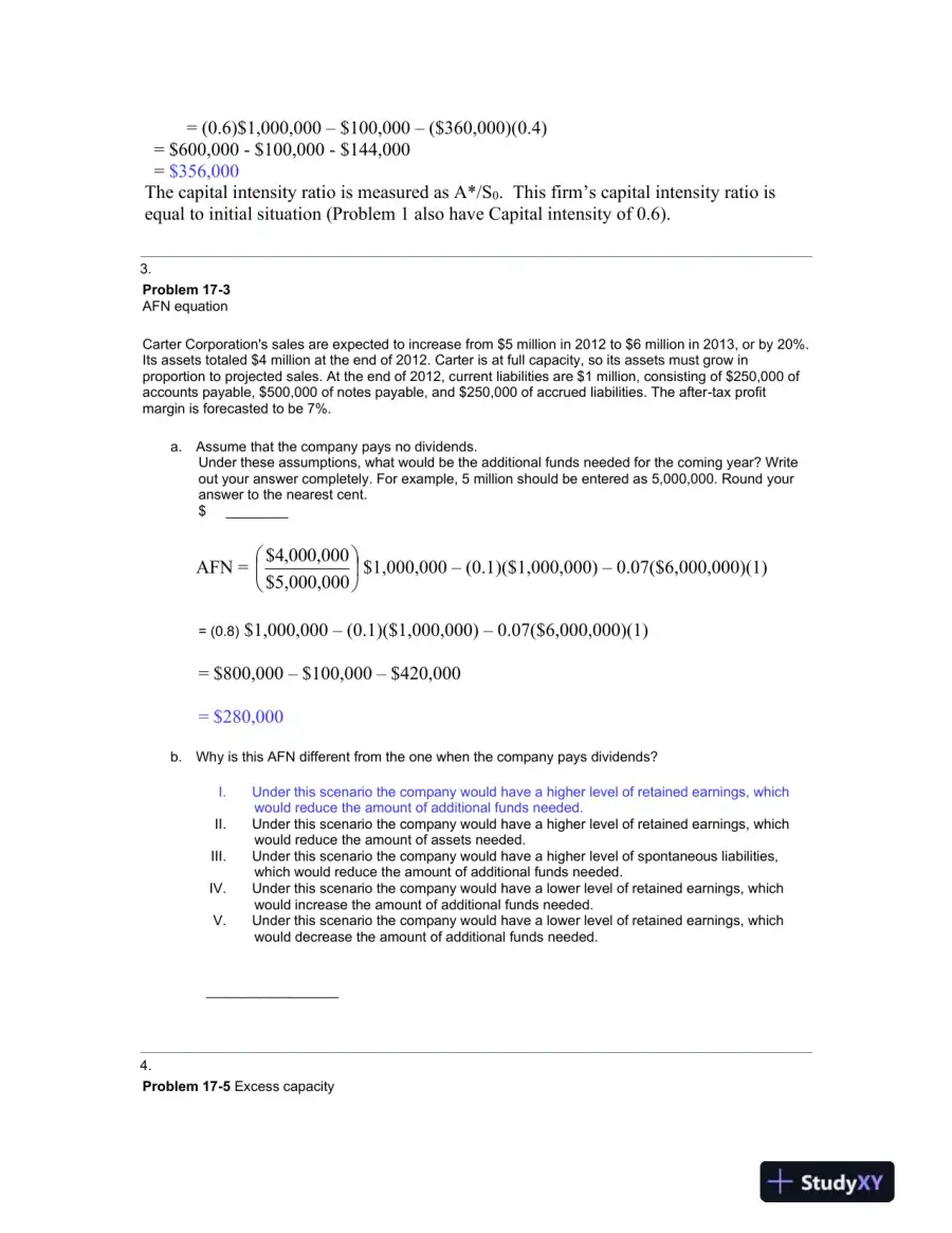 Forecasting Additional Funds Needed (AFN) for Carter Corporation, page 3