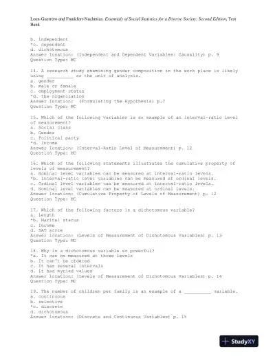 Essentials of Social Statistics for a Diverse Society Second Edition Test Bank - Page 4 preview image