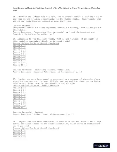 Essentials of Social Statistics for a Diverse Society Second Edition Test Bank - Page 6 preview image
