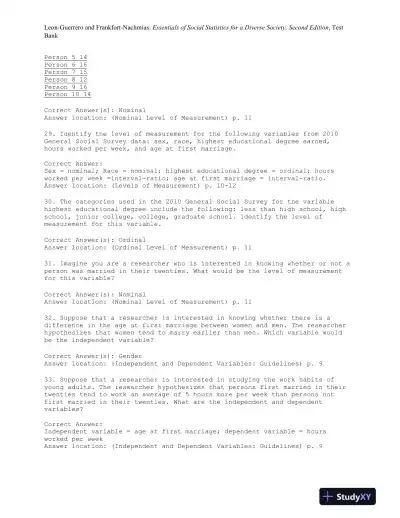 Essentials of Social Statistics for a Diverse Society Second Edition Test Bank - Page 7 preview image