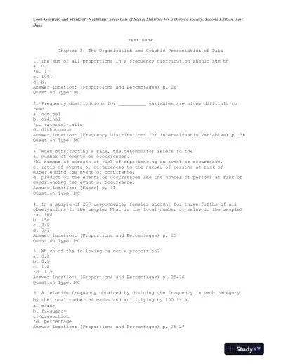 Essentials of Social Statistics for a Diverse Society Second Edition Test Bank - Page 9 preview image