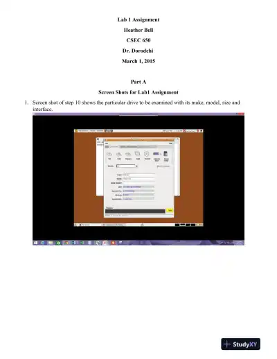 CSEC 650 Heather Bell Lab 1 Assignment - Page 1 preview image