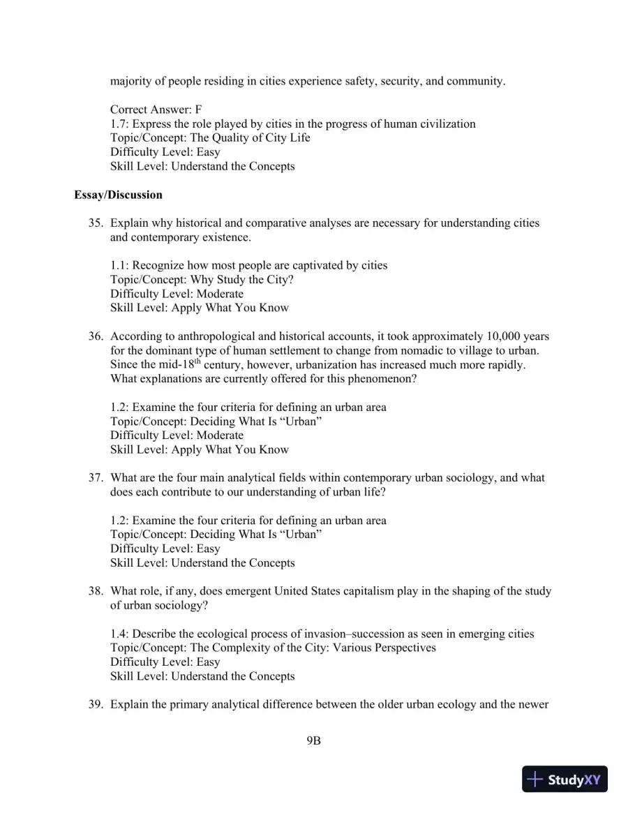 Test Bank for Cities and Urban Life, 7th Edition, page 10