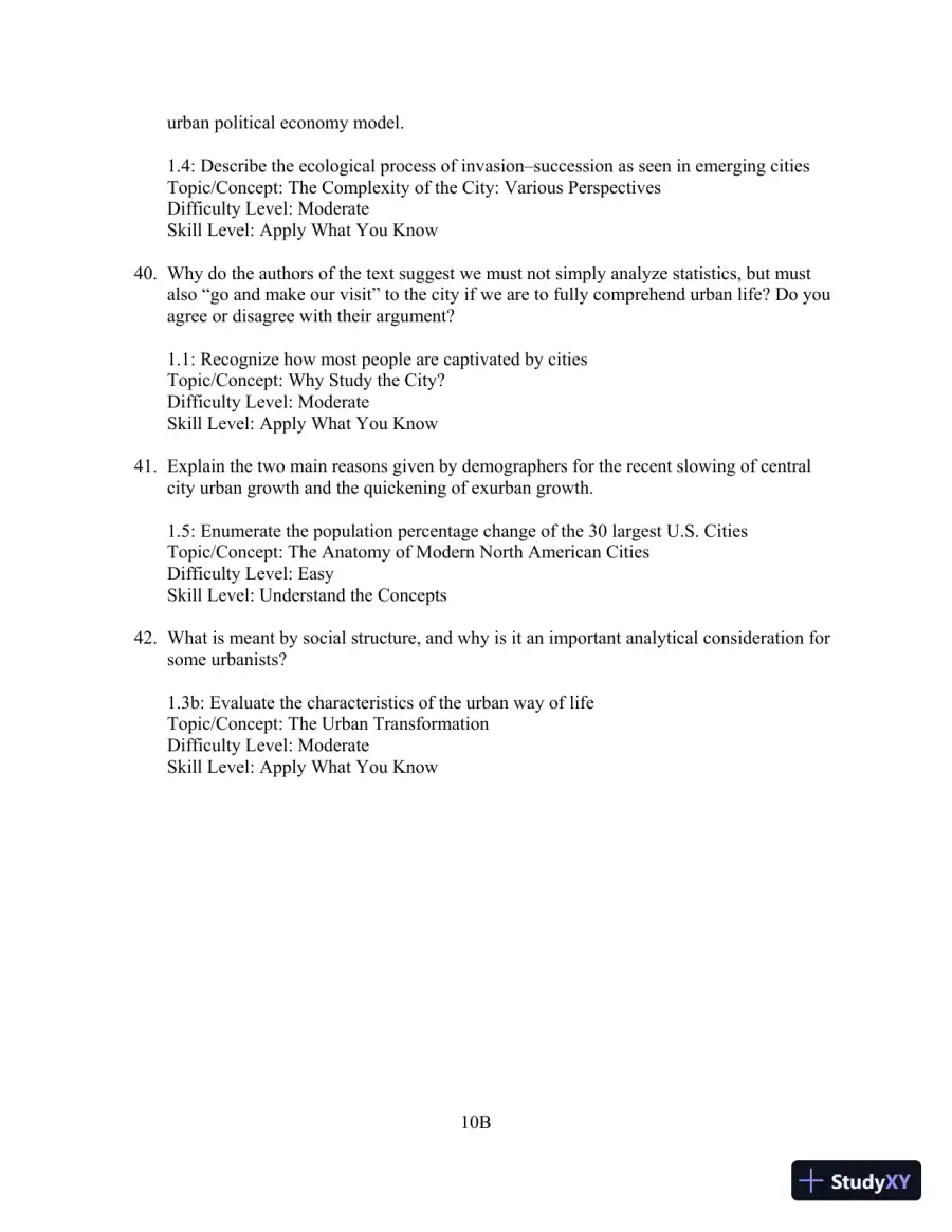 Test Bank for Cities and Urban Life, 7th Edition, page 11