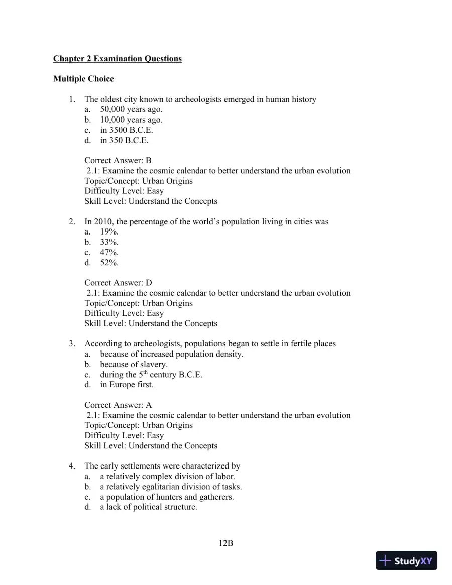 Test Bank for Cities and Urban Life, 7th Edition, page 12