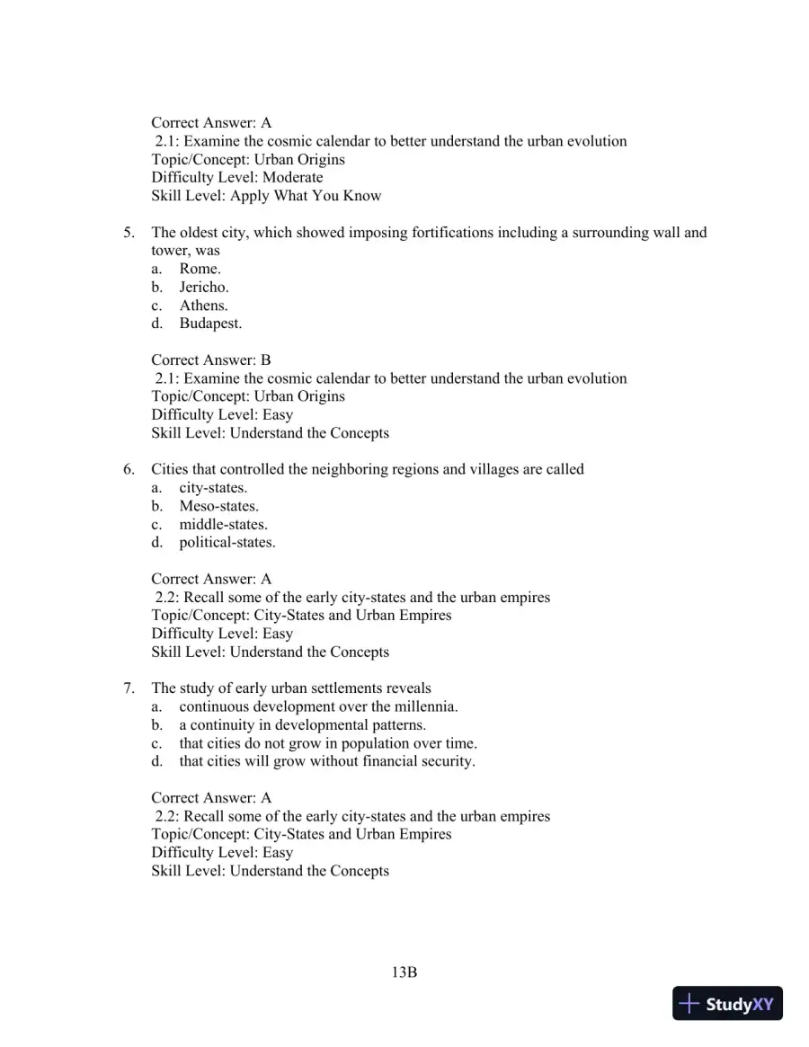 Test Bank for Cities and Urban Life, 7th Edition, page 13