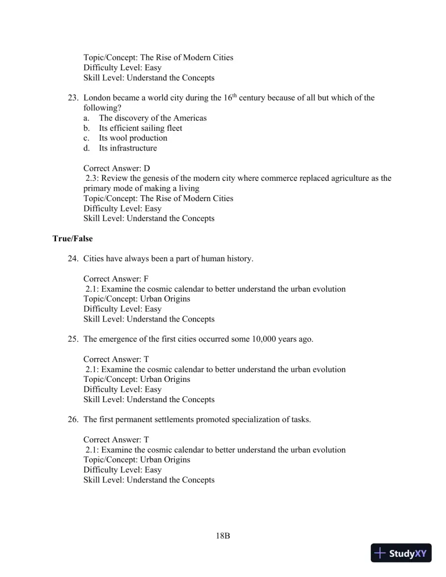 Test Bank for Cities and Urban Life, 7th Edition, page 18