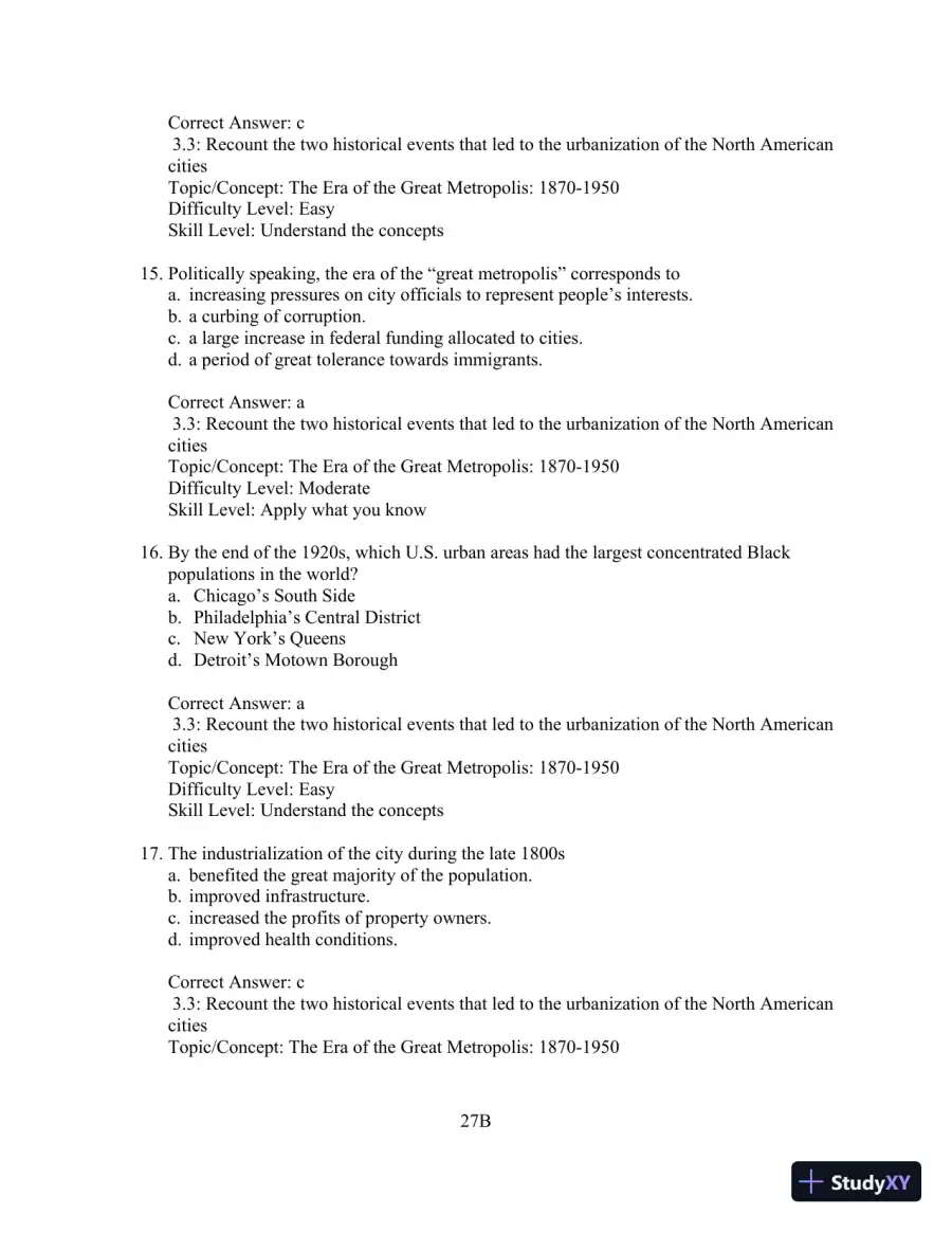 Test Bank for Cities and Urban Life, 7th Edition, page 27