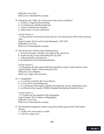 Test Bank for Cities and Urban Life, 7th Edition - Page 28 preview image