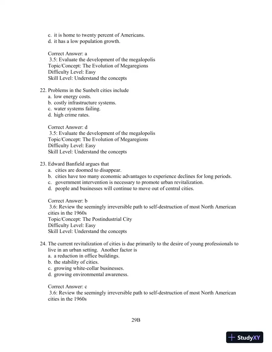 Test Bank for Cities and Urban Life, 7th Edition, page 29