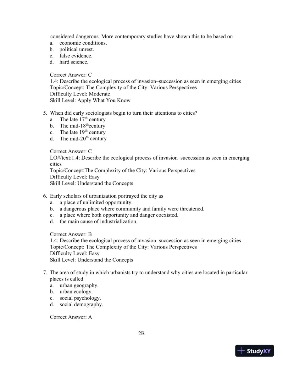 Test Bank for Cities and Urban Life, 7th Edition, page 3