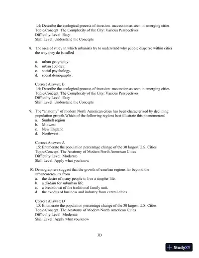 Test Bank for Cities and Urban Life, 7th Edition - Page 4 preview image