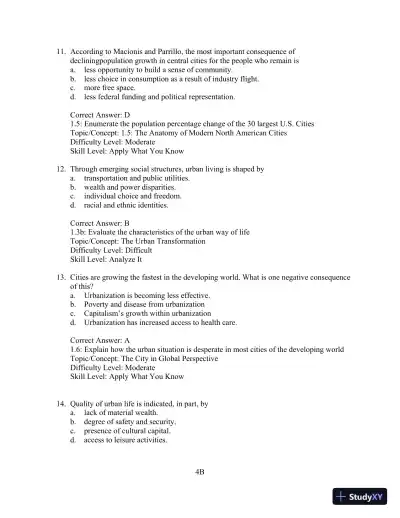 Test Bank for Cities and Urban Life, 7th Edition - Page 5 preview image