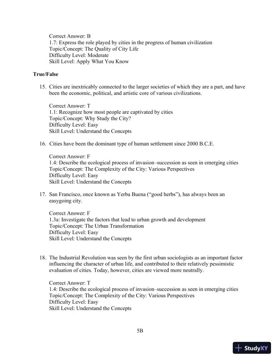 Test Bank for Cities and Urban Life, 7th Edition, page 6
