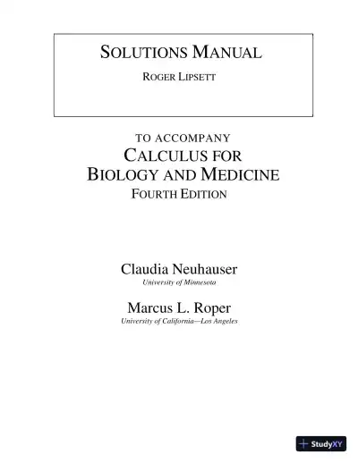 Solution Manual for Calculus For Biology and Medicine, 4th Edition - Page 1 preview image