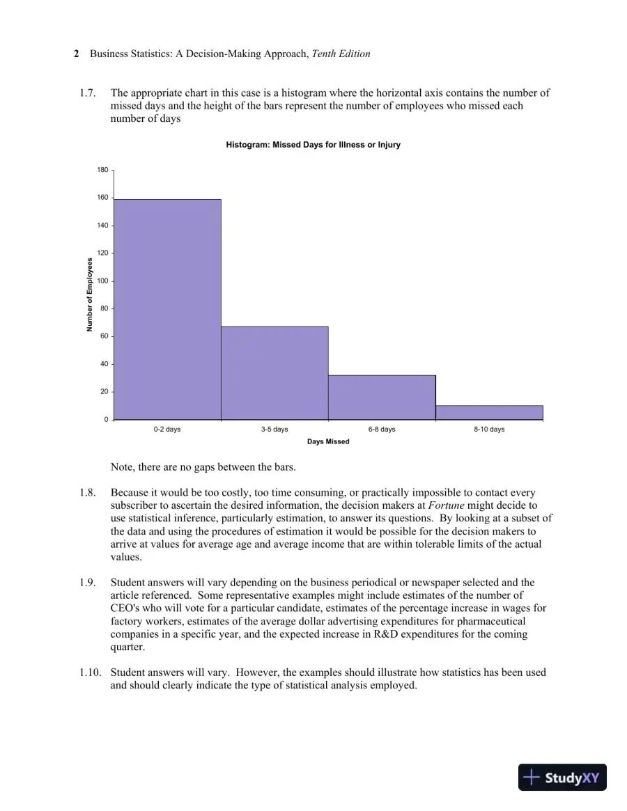 Solution Manual for Business Statistics, Global Edition, 10th Edition, page 8