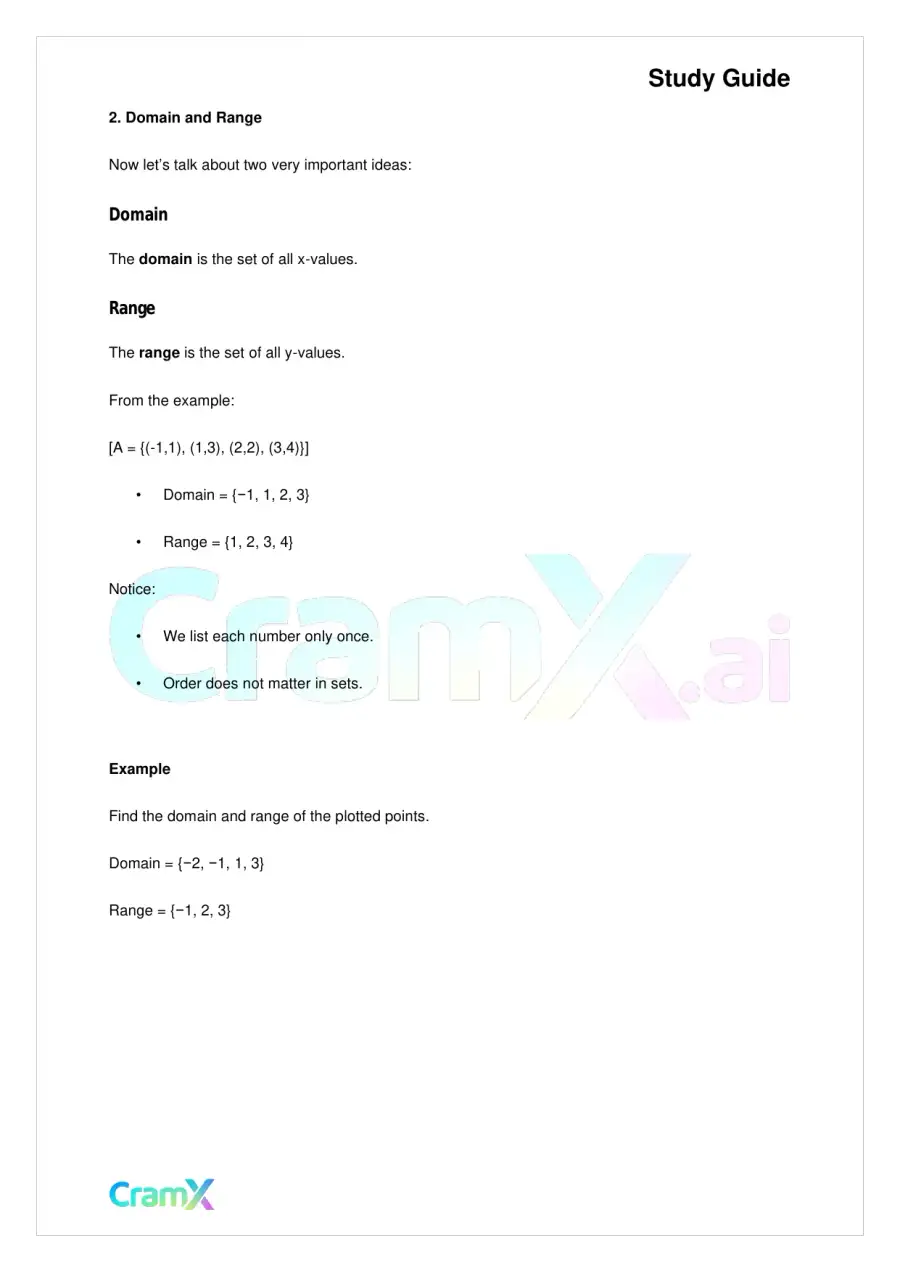 Algebra I – Functions and Variations, page 2