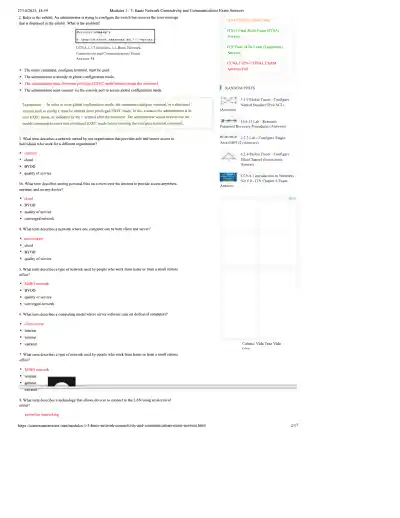 Modules 1 - 3 Basic Network Connectivity and Commu - Page 2 preview image
