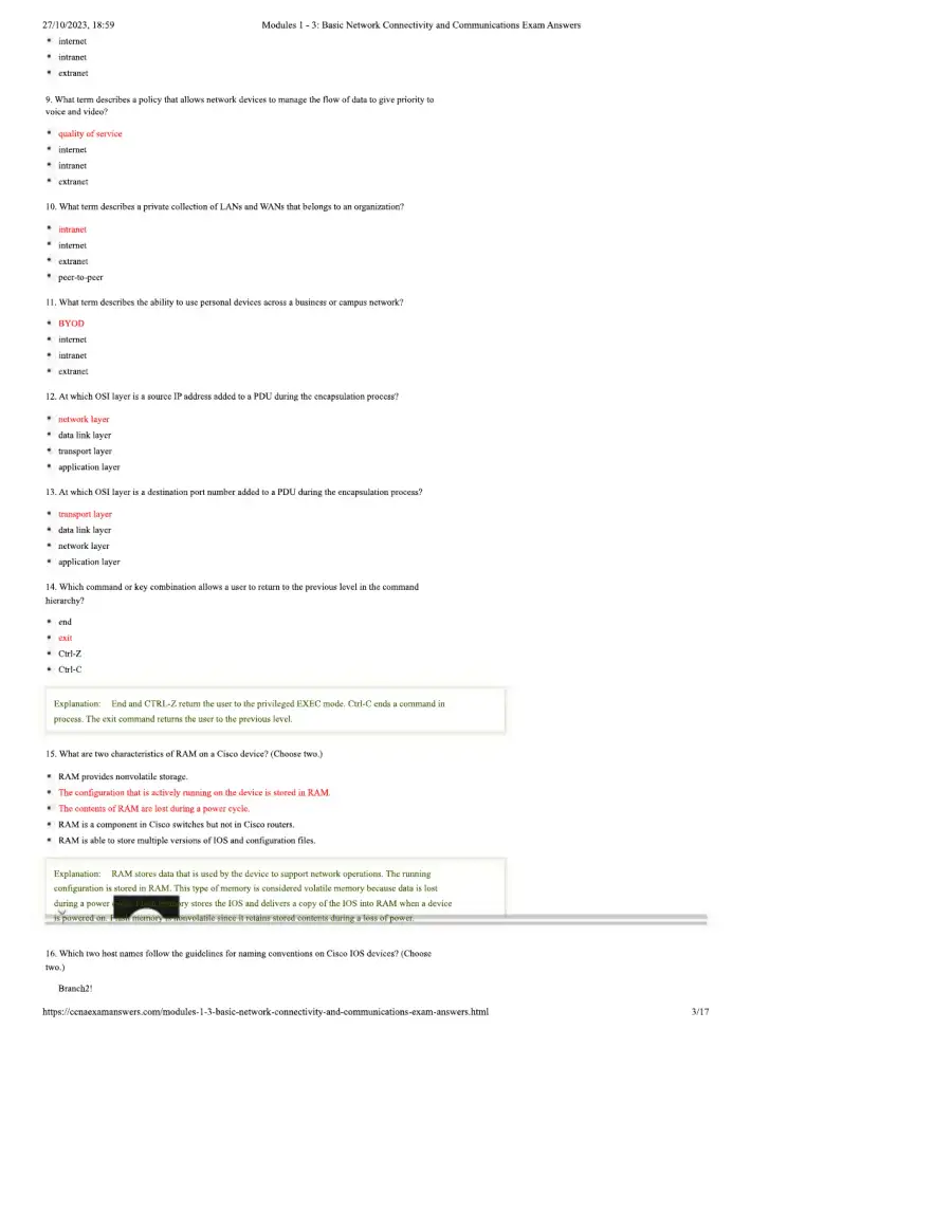 Modules 1 - 3 Basic Network Connectivity and Commu, page 3